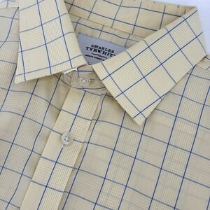 Charles Tyrwhitt Men's 17.5 36 Classic Fit Non Iron Dress Shirt Yellow Check NEW